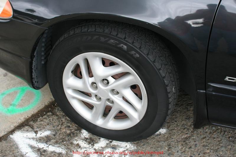 One of the front tires